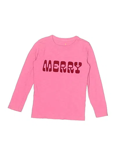 Pre-owned Crewcuts Kids' Long Sleeve T-shirt In Pink