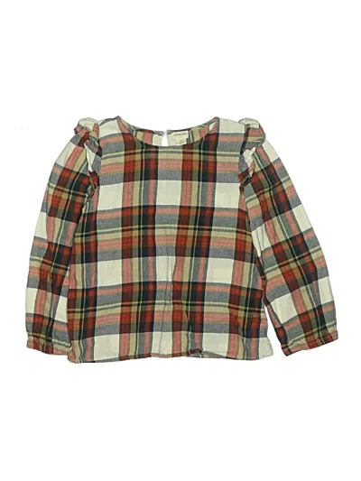 Pre-owned Crewcuts Outlet Kids' 3/4 Sleeve Blouse In Brown