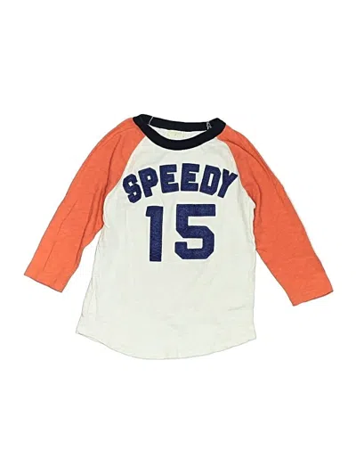 Pre-owned Crewcuts Outlet Kids' 3/4 Sleeve T-shirt In Orange