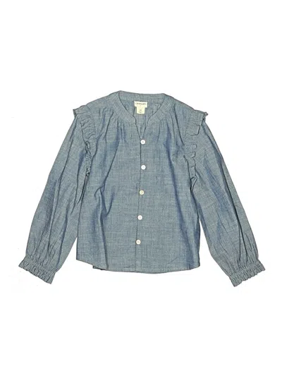 Pre-owned Crewcuts Outlet Kids' Long Sleeve Blouse In Blue