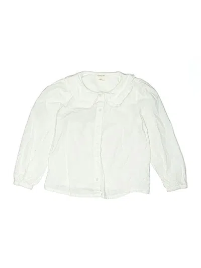 Pre-owned Crewcuts Outlet Kids' Long Sleeve Blouse In White