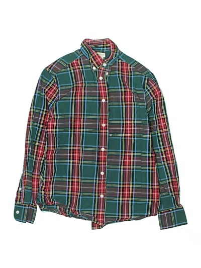 Pre-owned Crewcuts Outlet Kids' Long Sleeve Button Down Shirt In Green