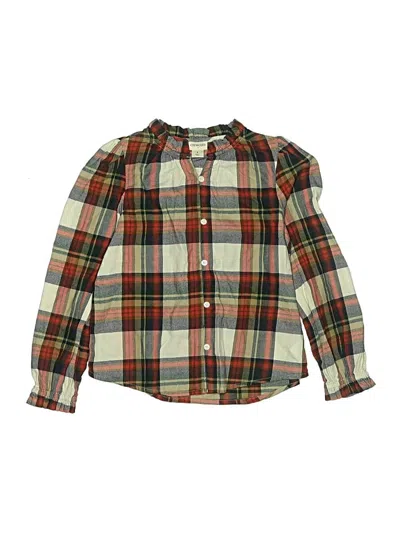 Pre-owned Crewcuts Outlet Kids' Long Sleeve Button Down Shirt In Green