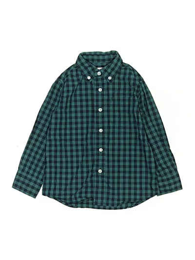 Pre-owned Crewcuts Outlet Kids' Long Sleeve Button Down Shirt In Green