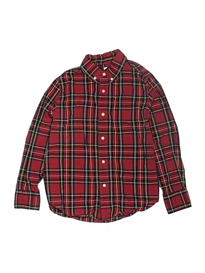 Pre-owned Crewcuts Outlet Kids' Long Sleeve Button Down Shirt In Red