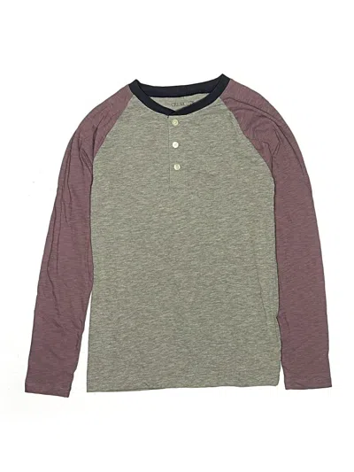 Pre-owned Crewcuts Outlet Kids' Long Sleeve Henley Shirt In Burgundy