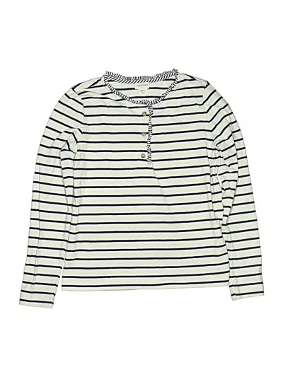 Pre-owned Crewcuts Outlet Kids' Long Sleeve Henley Shirt In Ivory