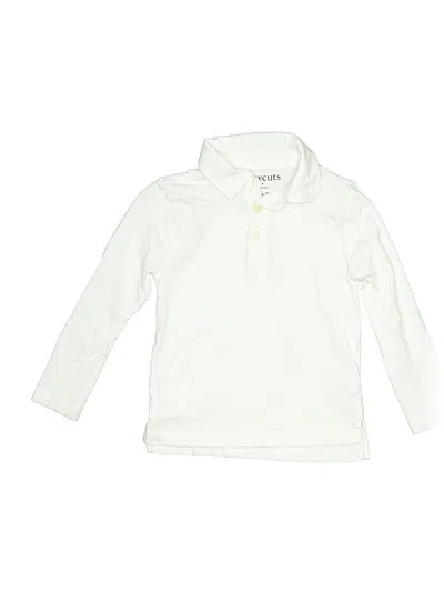 Pre-owned Crewcuts Outlet Kids' Long Sleeve Polo Shirt In Ivory