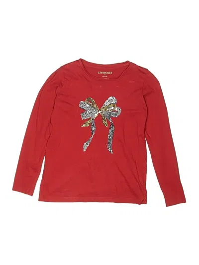Pre-owned Crewcuts Outlet Kids' Long Sleeve Top Red Keyhole Neckline Tops