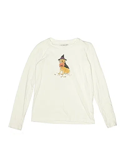 Pre-owned Crewcuts Outlet Kids' Long Sleeve T-shirt In Ivory