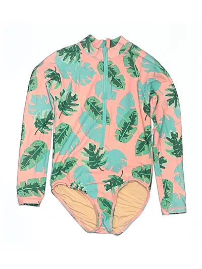 Pre-owned Crewcuts Outlet Kids' Rash Guard In Pink