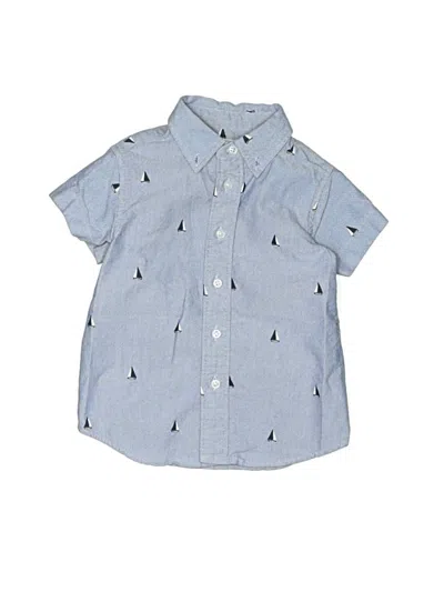 Pre-owned Crewcuts Outlet Kids' Short Sleeve Button Down Shirt In Blue