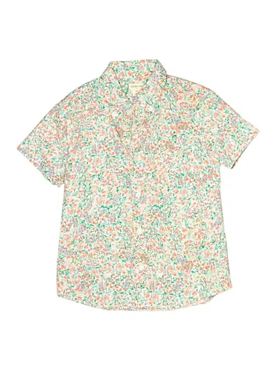 Pre-owned Crewcuts Outlet Kids' Short Sleeve Button Down Shirt In Green