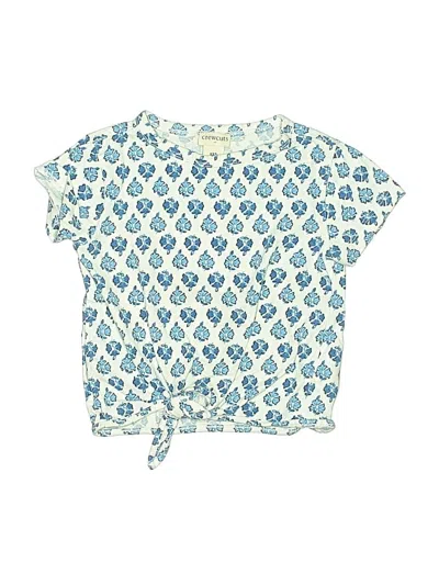 Pre-owned Crewcuts Outlet Kids' Short Sleeve Top Blue Keyhole Neckline Tops