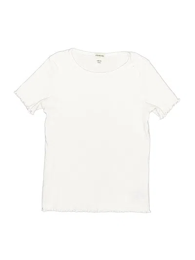 Pre-owned Crewcuts Outlet Kids' Short Sleeve Top Ivory Crew Neck Tops In White