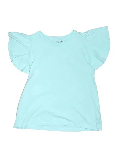 Pre-owned Crewcuts Outlet Kids' Short Sleeve Top Teal Ruffles Neckline Tops