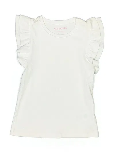 Pre-owned Crewcuts Outlet Kids' Short Sleeve Top White Ruffles Neckline Tops