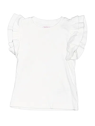 Pre-owned Crewcuts Outlet Kids' Short Sleeve Top White Ruffles Neckline Tops