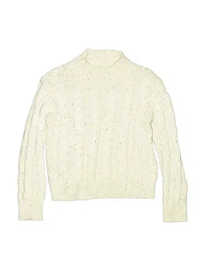 Pre-owned Crewcuts Outlet Kids' Turtleneck Sweater In White