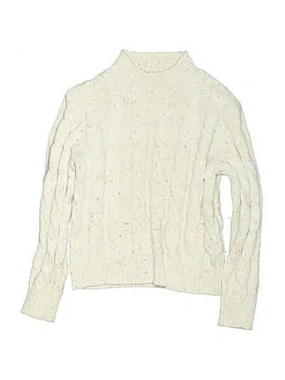 Pre-owned Crewcuts Outlet Kids' Turtleneck Sweater In White
