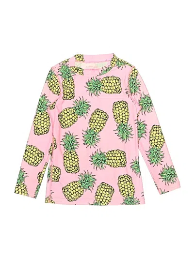 Pre-owned Crewcuts Kids' Rash Guard In Pink