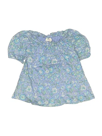 Pre-owned Crewcuts Kids' Short Sleeve Blouse In Blue