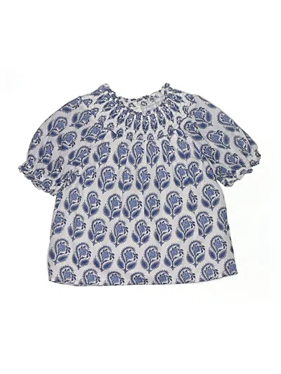Pre-owned Crewcuts Kids' Short Sleeve Blouse In Blue