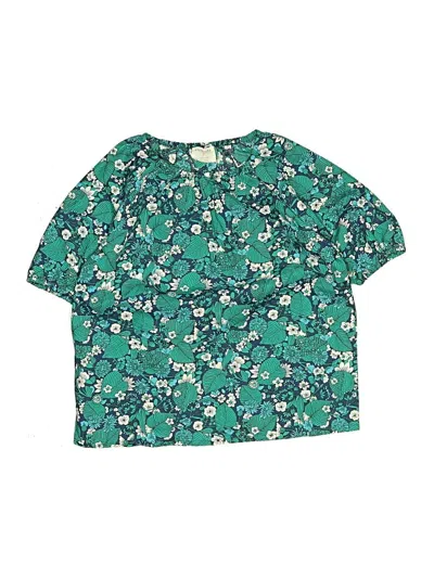 Pre-owned Crewcuts Kids' Short Sleeve Blouse In Green