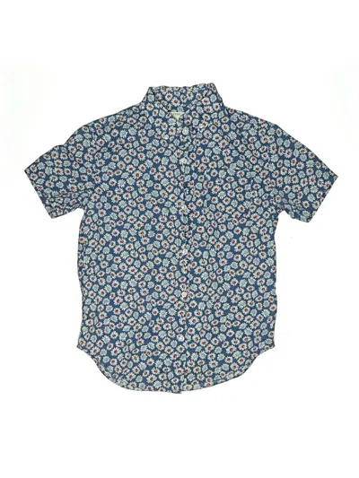 Pre-owned Crewcuts Kids' Short Sleeve Button Down Shirt In Blue