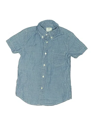 Pre-owned Crewcuts Kids' Short Sleeve Button Down Shirt In Blue
