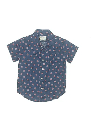 Pre-owned Crewcuts Kids' Short Sleeve Button Down Shirt In Blue