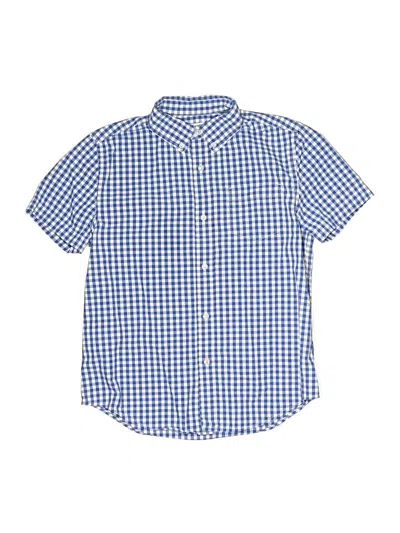 Pre-owned Crewcuts Kids' Short Sleeve Button Down Shirt In Blue