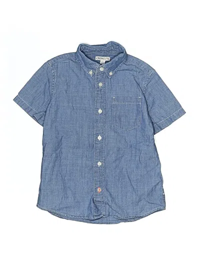 Pre-owned Crewcuts Kids' Short Sleeve Button Down Shirt In Blue