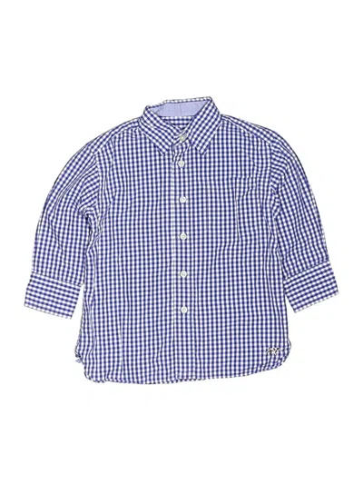 Pre-owned Crewcuts Kids' Short Sleeve Button Down Shirt In Blue