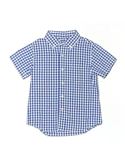 Pre-owned Crewcuts Kids' Short Sleeve Button Down Shirt In Blue