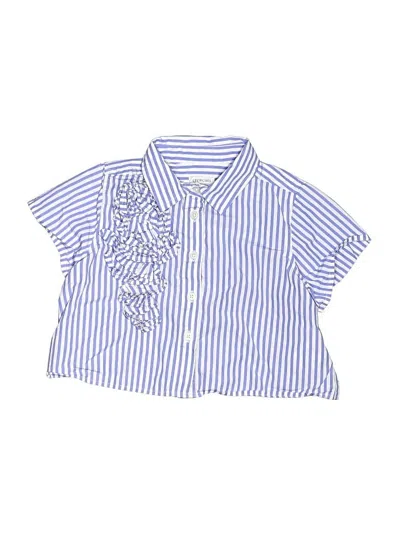 Pre-owned Crewcuts Kids' Short Sleeve Button Down Shirt In Blue