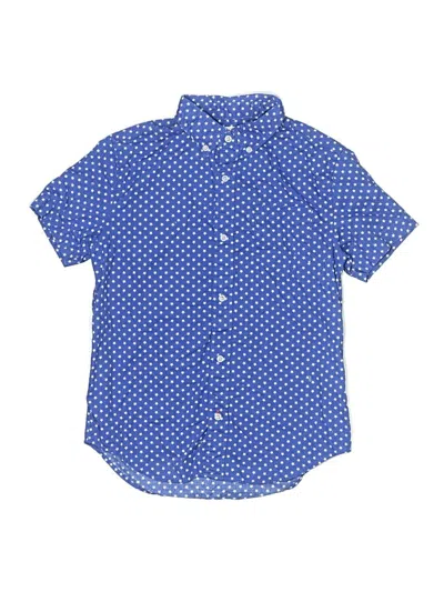 Pre-owned Crewcuts Kids' Short Sleeve Button Down Shirt In Blue