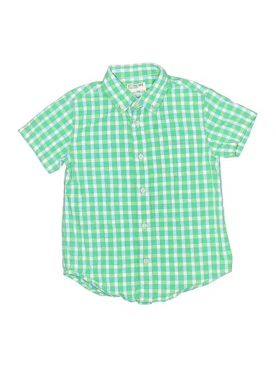 Pre-owned Crewcuts Kids' Short Sleeve Button Down Shirt In Green