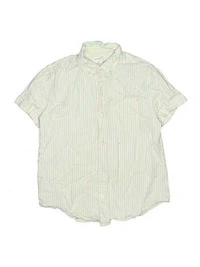 Pre-owned Crewcuts Kids' Short Sleeve Button Down Shirt In Green