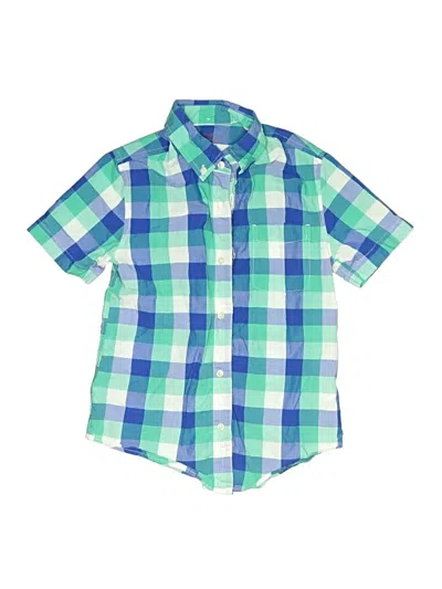 Pre-owned Crewcuts Kids' Short Sleeve Button Down Shirt In Green