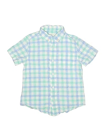 Pre-owned Crewcuts Kids' Short Sleeve Button Down Shirt In Green