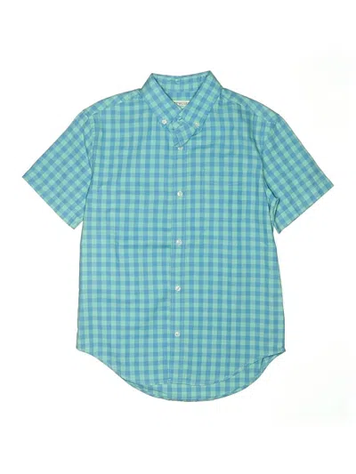 Pre-owned Crewcuts Kids' Short Sleeve Button Down Shirt In Teal