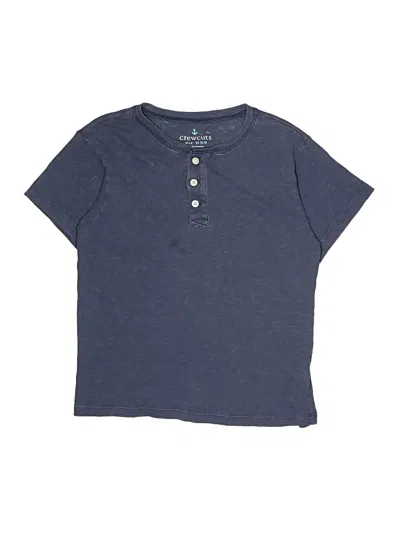 Pre-owned Crewcuts Kids' Short Sleeve Henley Shirt In Blue