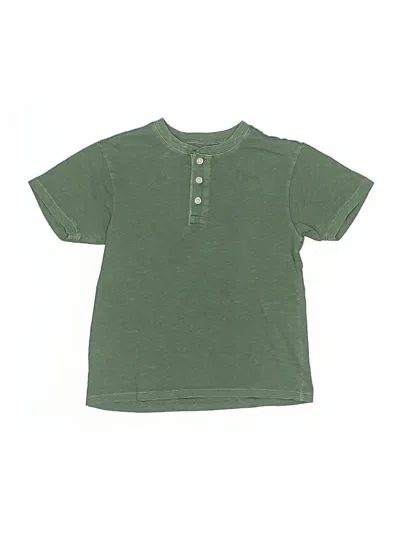 Pre-owned Crewcuts Kids' Short Sleeve Henley Shirt In Green