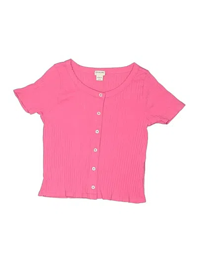 Pre-owned Crewcuts Kids' Short Sleeve Henley Shirt In Pink