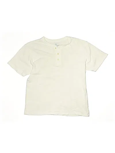 Pre-owned Crewcuts Kids' Short Sleeve Henley Shirt In White