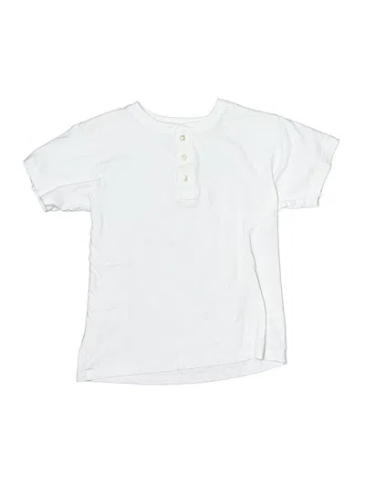 Pre-owned Crewcuts Kids' Short Sleeve Henley Shirt In White