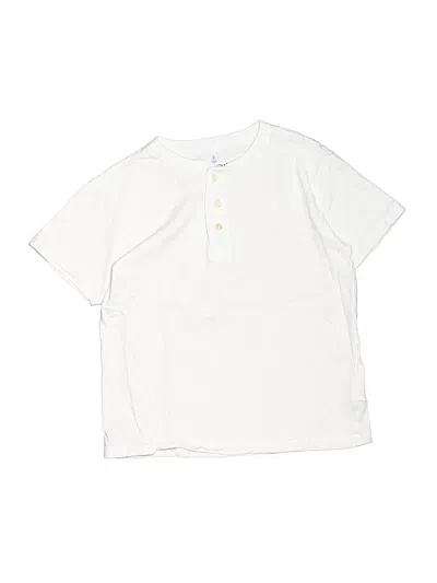 Pre-owned Crewcuts Kids' Short Sleeve Henley Shirt In White