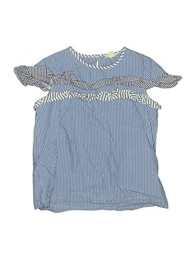 Pre-owned Crewcuts Kids' Short Sleeve Top Blue Ruffles Neckline Tops