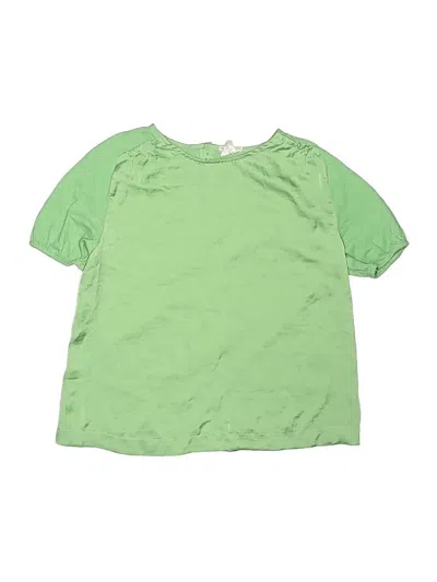 Pre-owned Crewcuts Kids' Short Sleeve Top Green Keyhole Neckline Tops